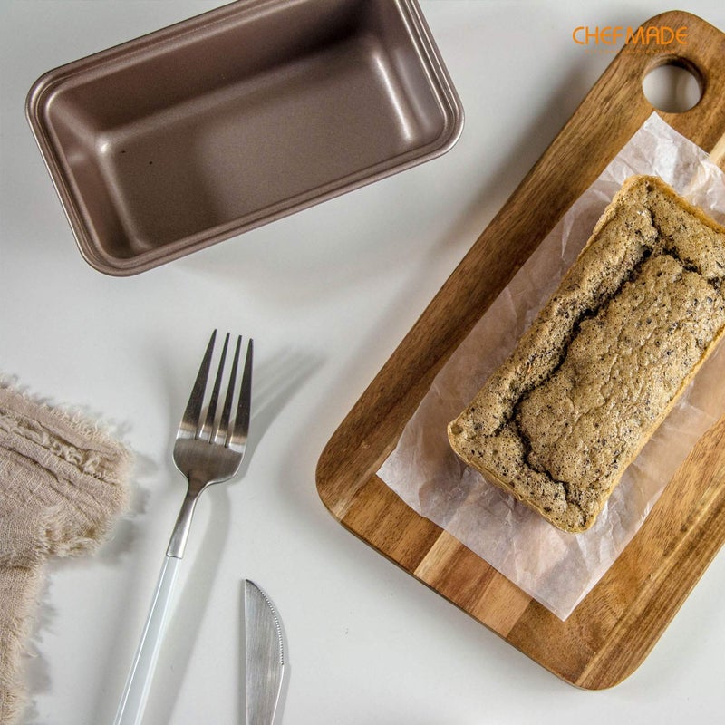 CHEFMADE Mini Loaf Pan Set, 5.5-Inch 4Pcs Non-Stick Rectangle Bread and Cake Bakeware for Oven and Instant Pot Baking (Champagne Gold) - Image 5